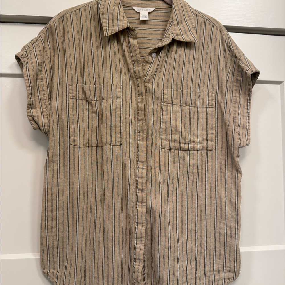 Women’s Caslon Striped Tan button up